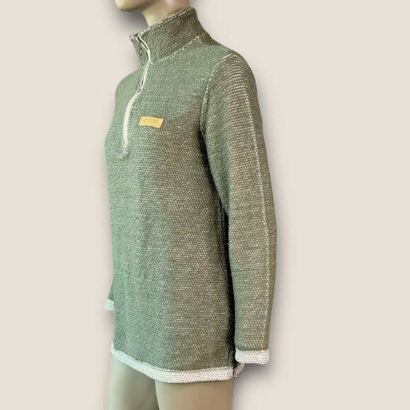 Jadelynn Brooke 1/4 Zip Pullover Sweater Waffle Knit Boyfriend Womens S Green - Picture 2 of 14